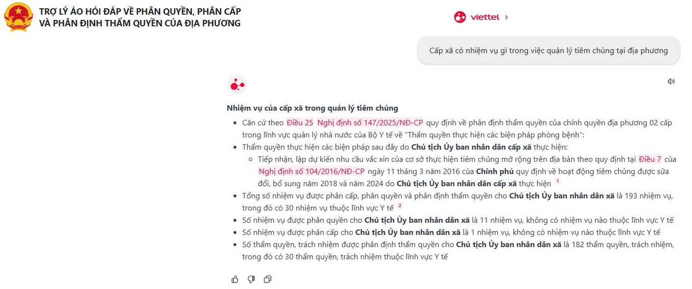 Trợ lý ảo Cán bộ công chức: Giải pháp tra cứu thẩm quyền cho chính quyền 2 cấp