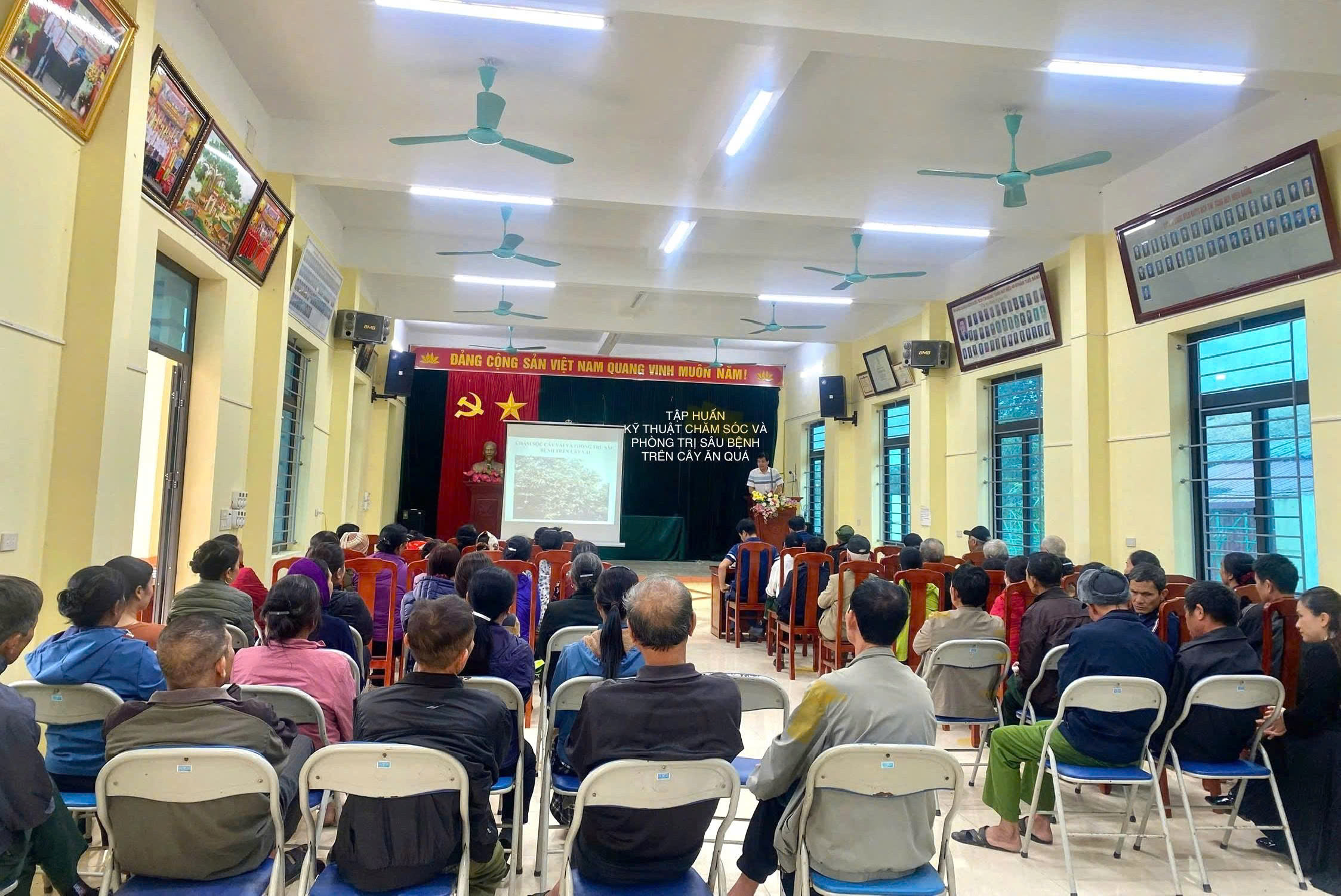 Sở KH&CN Hưng Yên tổ chức lớp tập huấn kỹ thuật chăm sóc và phòng trừ sâu bệnh cây ăn quả tại xã Quang Hưng